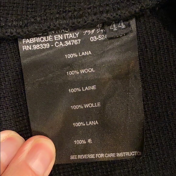 Prada black mock neck sweater w/cream stripe WOT - Picture 4 of 6